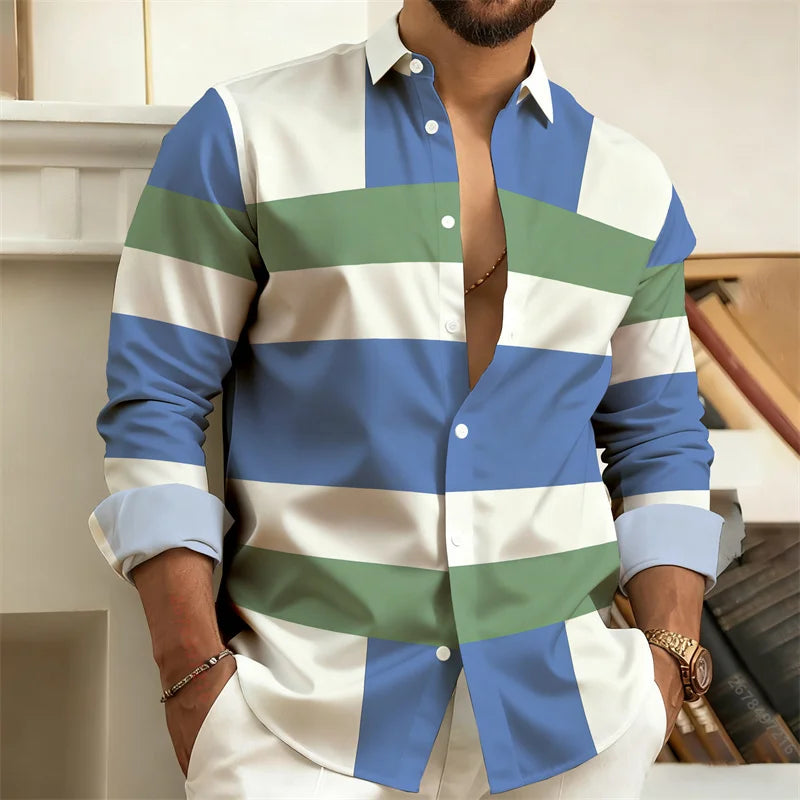 Chemise imprimée homme manches longues – CLEVI Paris