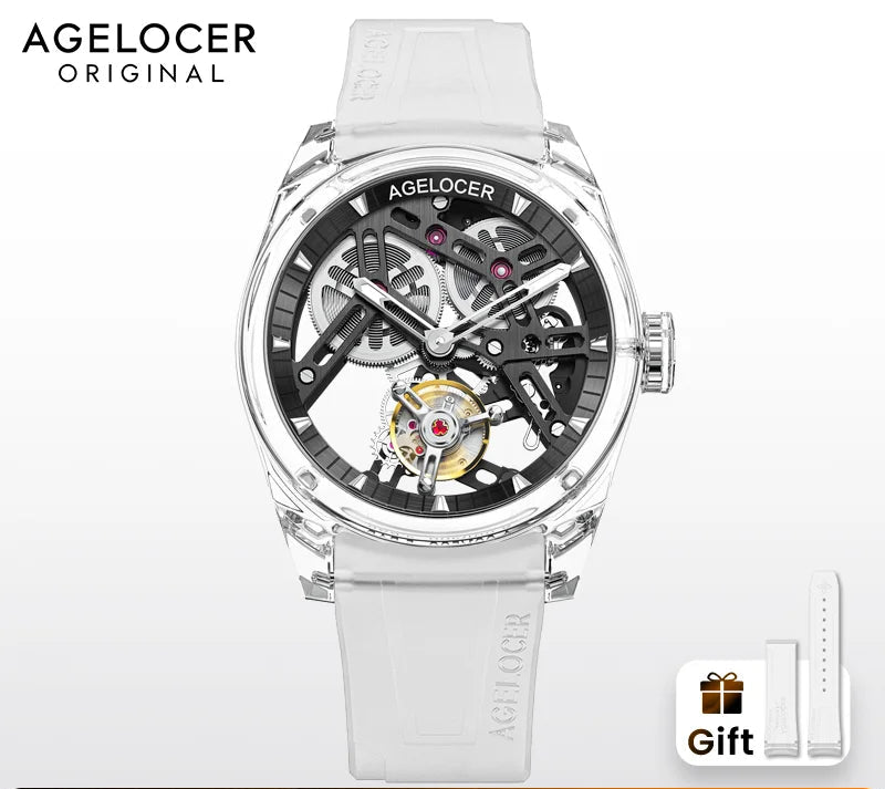 Montre Homme Flying Tourbillon Édition Limitée 299ex Boîtier Cristal Transparent Agelocer Ice Never Melts 2.0 – CLEVI Paris