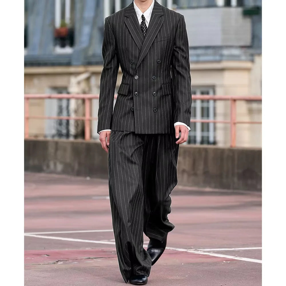 Costume rayé croisé 2 pièces homme – CLEVI Paris