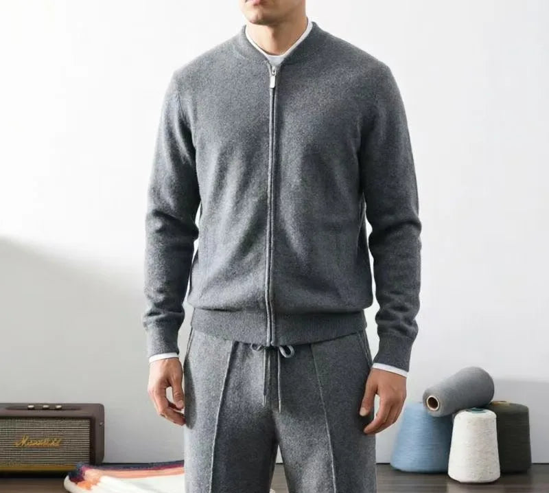 Ensemble homme cachemire cardigan zippé – CLEVI Paris