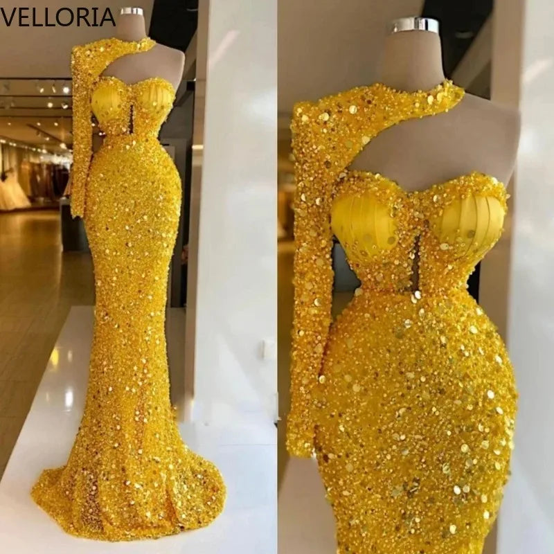 Robe de soirée longue sirène à sequins – CLEVI Paris