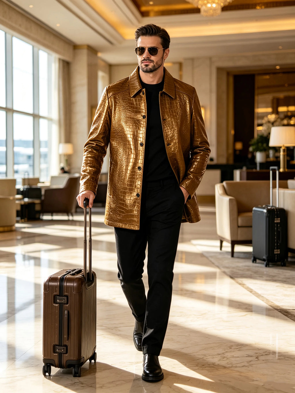 Blazer homme simili cuir motif crocodile – CLEVI Paris