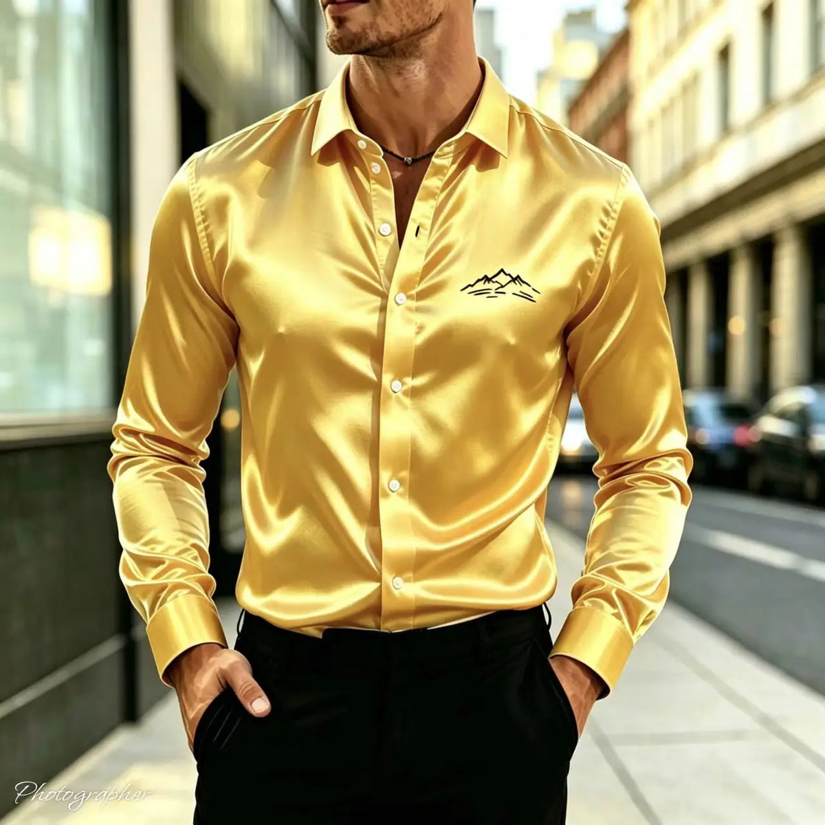 Chemise homme imprimé montagne noire – CLEVI Paris