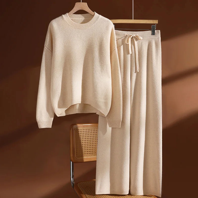 Ensemble pull et pantalon mérinos femme – CLEVI Paris