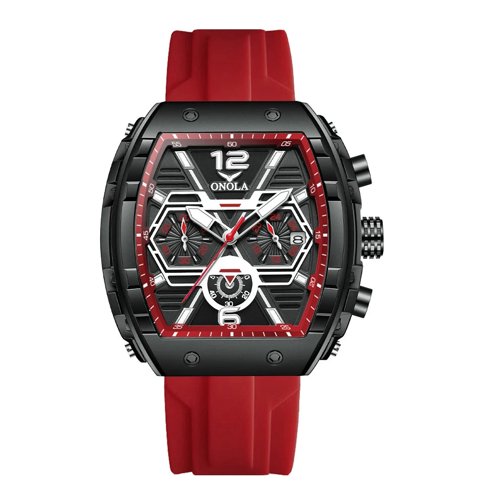 Montre Quartz Tonneau ONOLA Homme Silicone Lumineuse Date – CLEVI Paris