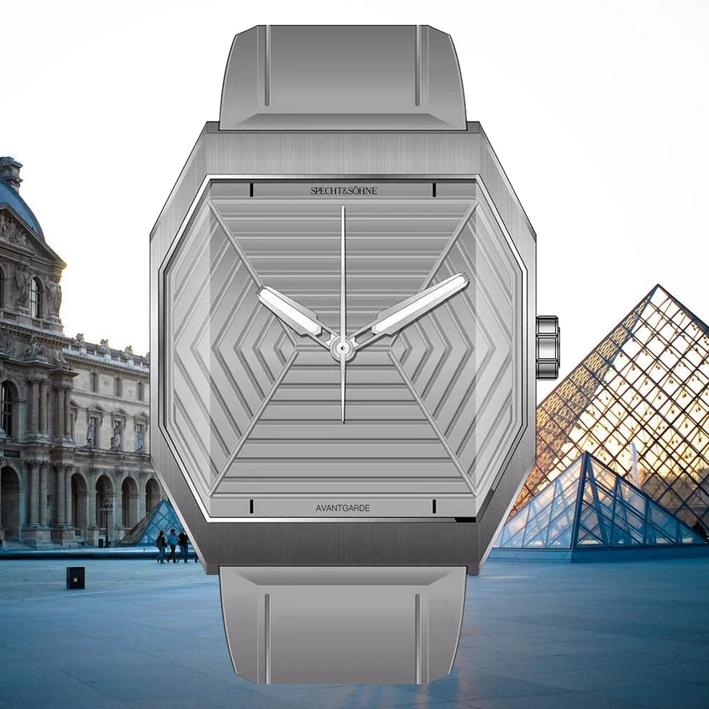 Specht & Söhne Montre Quartz Japonais Homme Octogone Saphir 3D Cadran Pyramides 36mm – CLEVI Paris