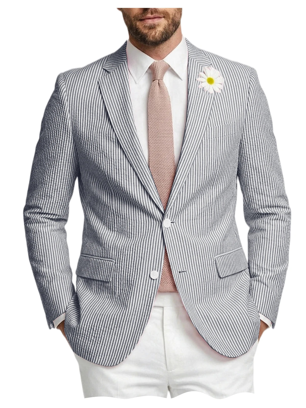 Blazer homme en tweed à chevrons, coupe droite – CLEVI Paris