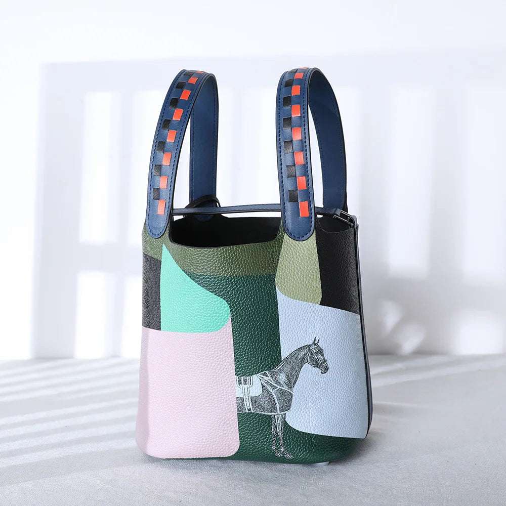 Sac Seau Cuir Véritable Femme Motif Peinture – CLEVI Paris