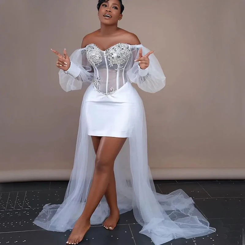 Robe de mariée courte à cristaux – CLEVI Paris