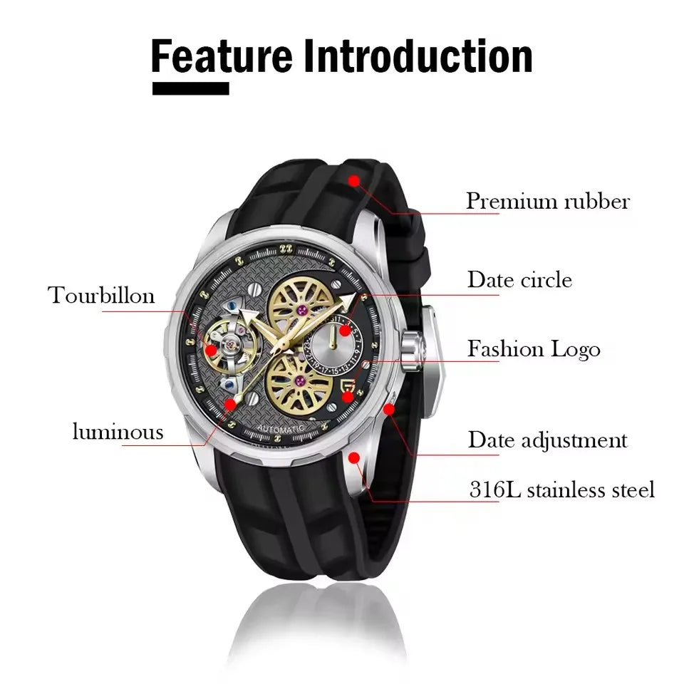 Montre Homme Automatique Squelette Tourbillon Business Pagani Design PD-YS022 – CLEVI Paris