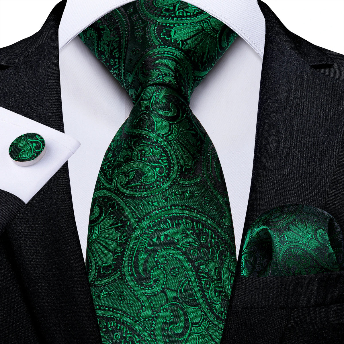 Coffret cravate homme paisley, pochette et boutons – CLEVI Paris