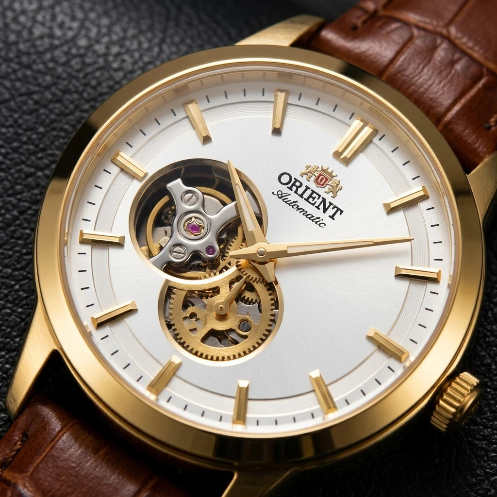 Montre Homme Automatique Squelette Petite Seconde Cuir Orient – CLEVI Paris