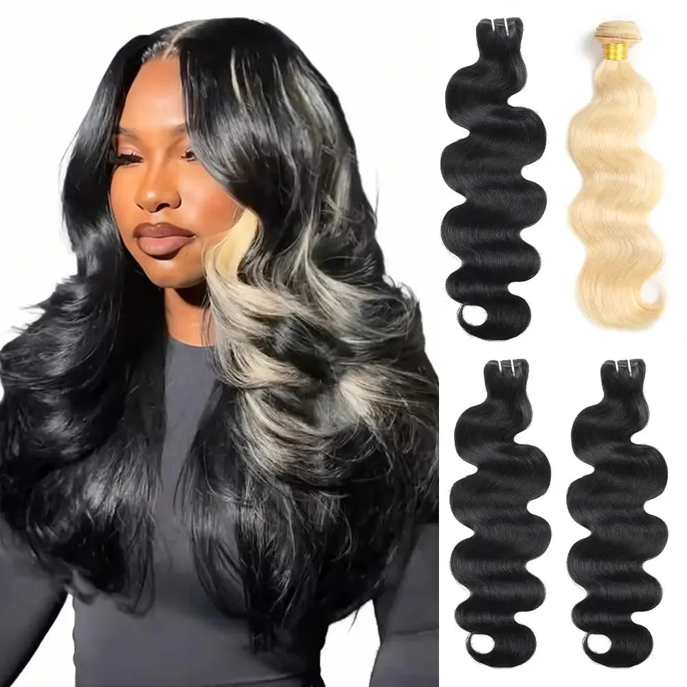 Mèches Body Wave 1B/613 Blonde Naturelle 100% Cheveux Humains – CLEVI Paris