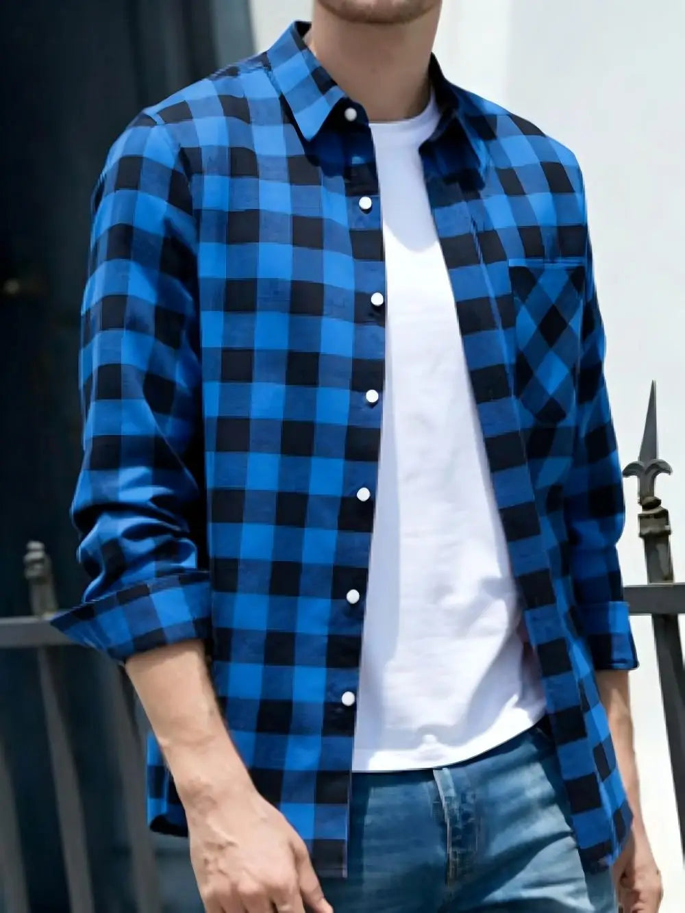 Chemise homme à carreaux en soie – CLEVI Paris