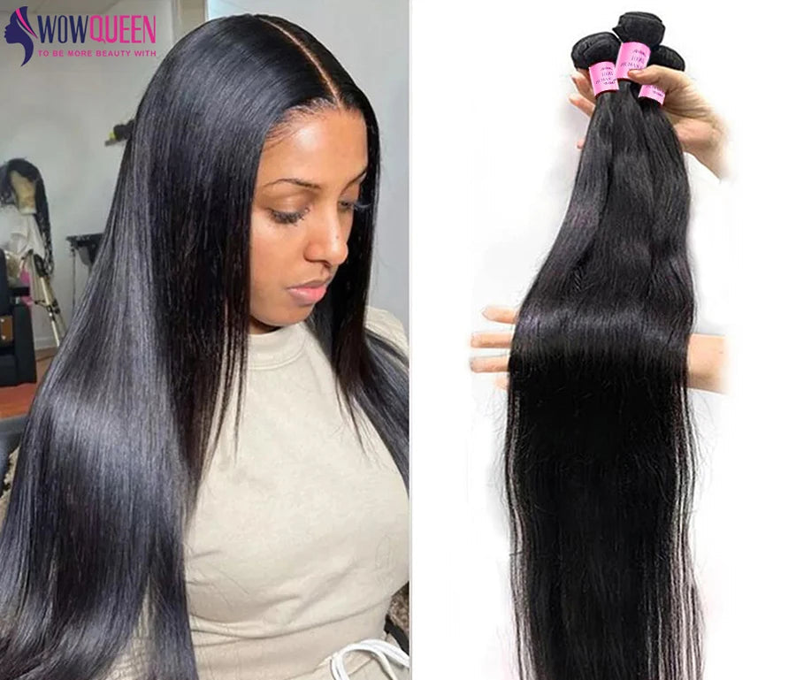 Extensions Straight Cheveux Brésiliens Remy Hair 12A – Bundles 1/3/4 Pcs 10-40 Pouces – CLEVI Paris