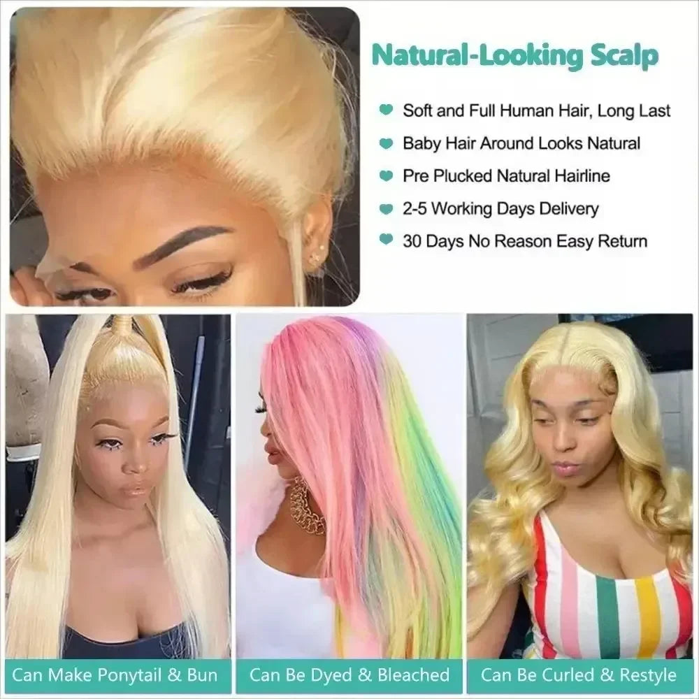 Perruque Straight 613 Blond Miel HD Lace 13x4 13x6 Glueless 100% Cheveux Humains 18-46 Pouces – CLEVI Paris