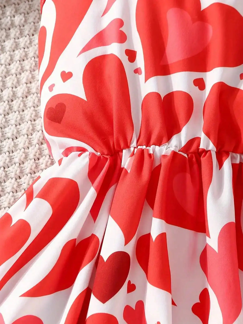 Robe fille rouge à cœurs sans manches – CLEVI Paris