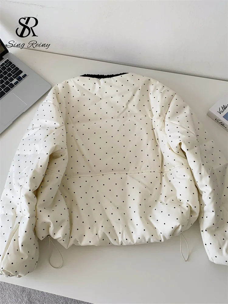 Veste courte femme rembourrée à pois – CLEVI Paris