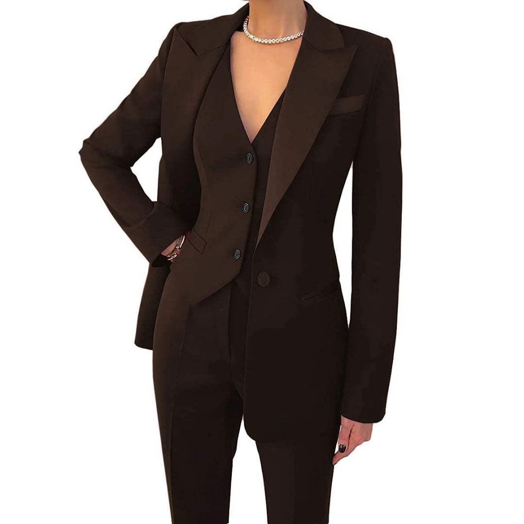 Costume 3 Pièces Femme Veste Gilet Pantalon 17 Coloris Bureau Cérémonie – CLEVI Paris