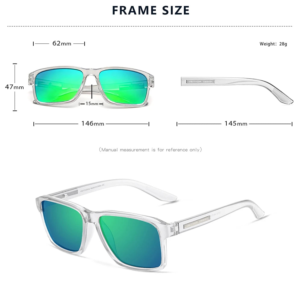 Lunettes de Soleil Polarisées Carrées TR-90 – Verres TAC Photochromiques Miroir Anti-Reflets UV400 Sport – CLEVI Paris