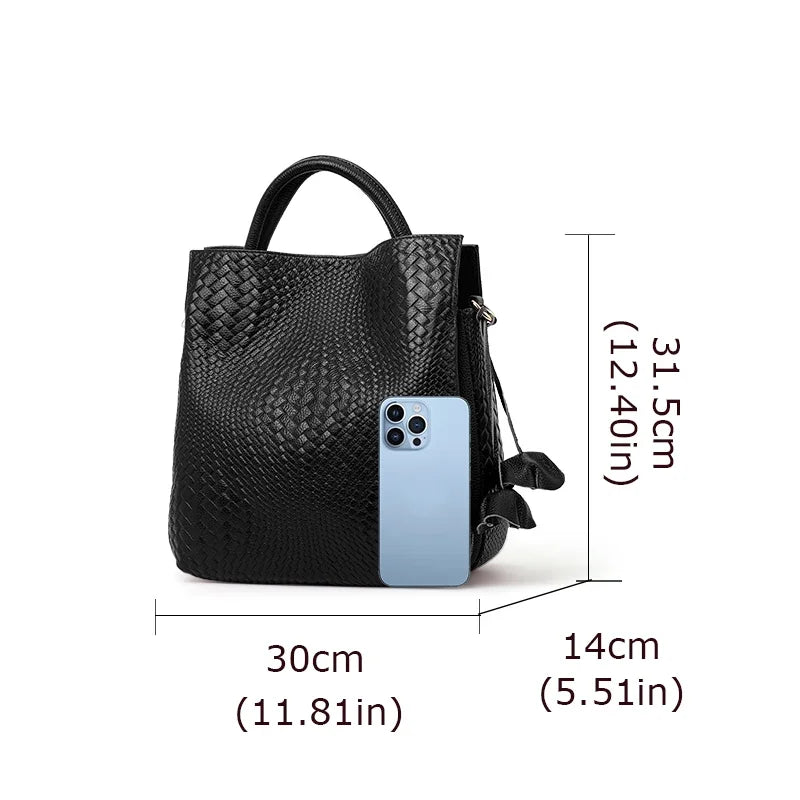 Sac Seau Femme Cuir Véritable Motif Tressé Grande Capacité – CLEVI Paris