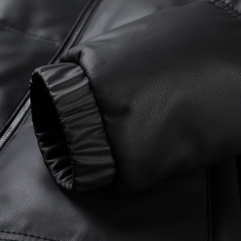Veste homme en cuir noir à col montant – CLEVI Paris