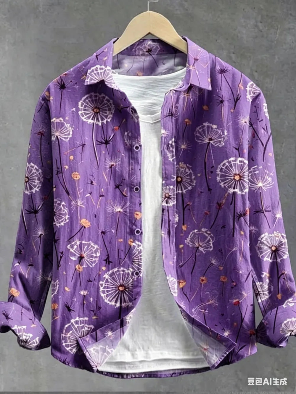 Chemise homme en lin motif pissenlit – CLEVI Paris