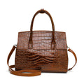 Sac À Main Femme Cuir Véritable Croco Brillant Rabat Bureau – CLEVI Paris
