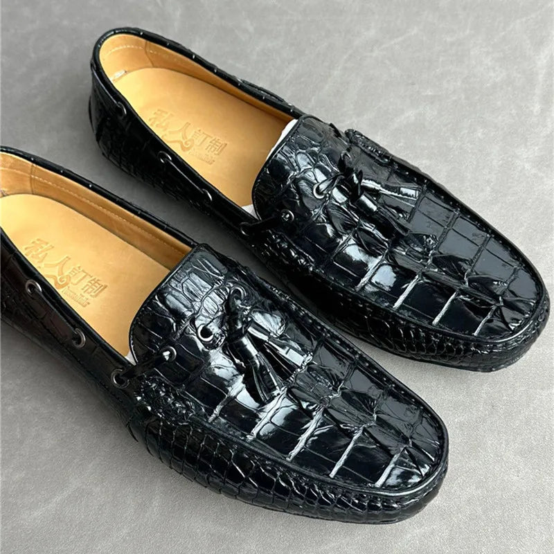 Mocassins homme noirs à pompons en cuir – CLEVI Paris