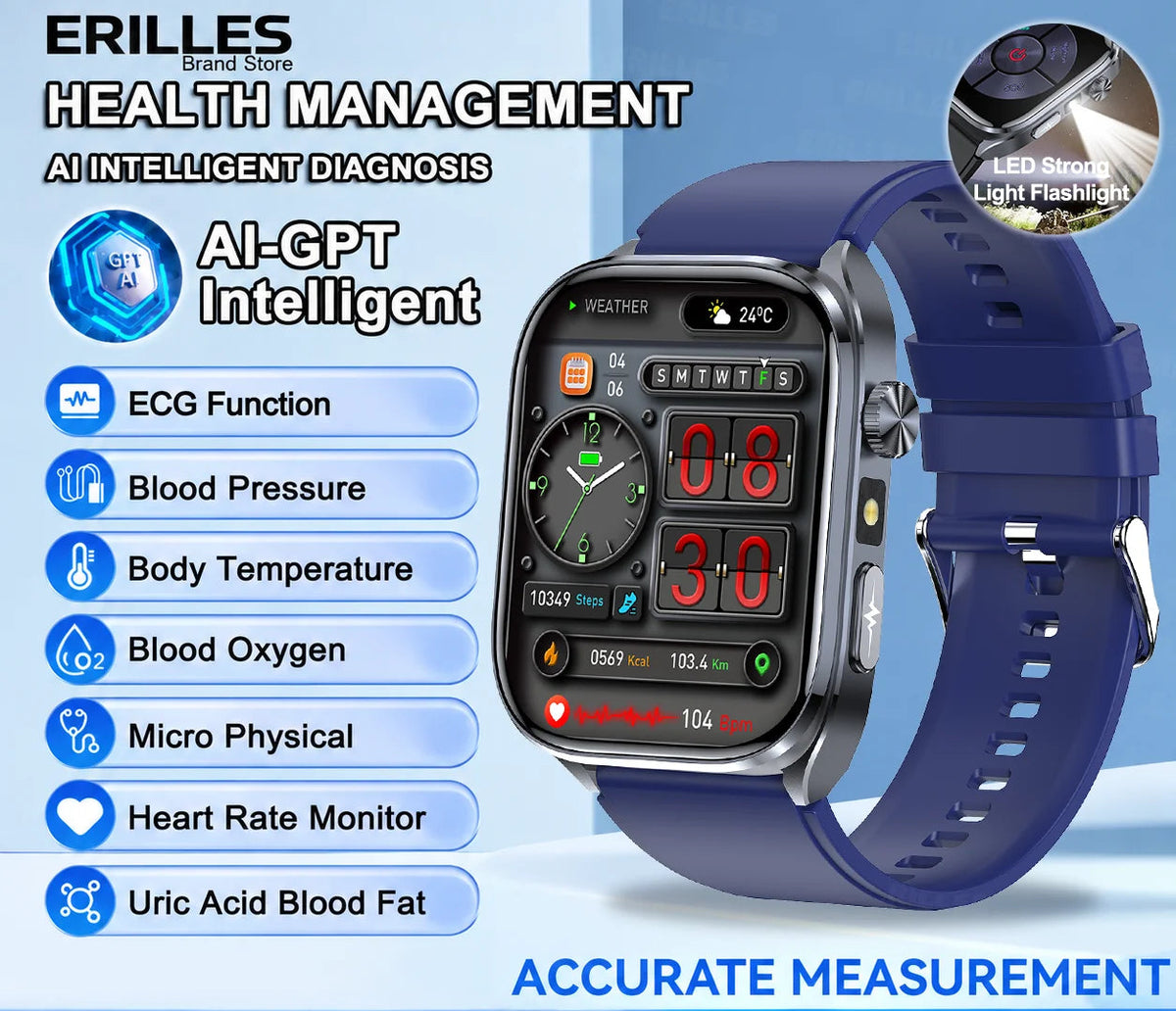 Montre Erilles ET572 AMOLED 2,01″ Bluetooth – CLEVI Paris