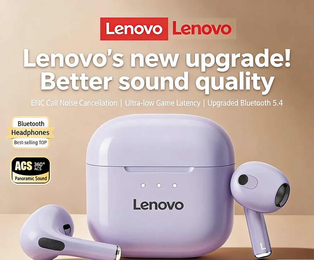 Écouteurs TWS Lenovo LP40 Pro Bluetooth 5.1 IPX5 25h – CLEVI Paris