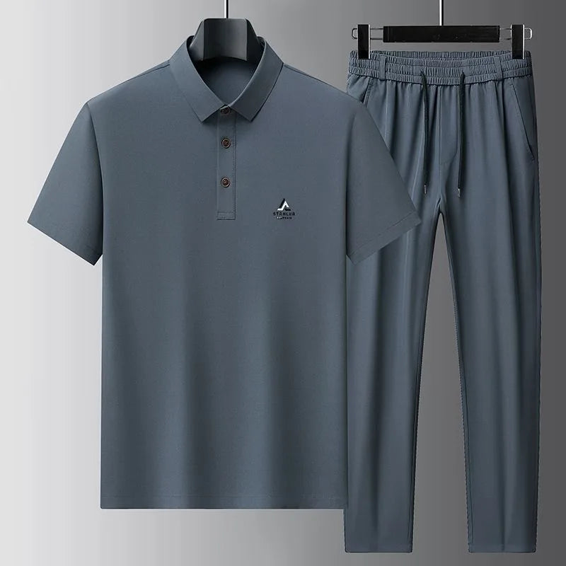 Ensemble 2 Pièces Homme T-shirt Ice Silk + Pantalon Long Été Grande Taille KOLMAKOV – 5 Coloris, M à 4XL – CLEVI Paris