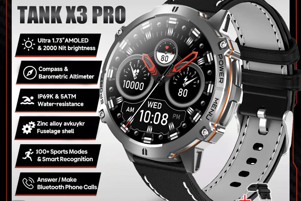 Montre connectée unisexe AMOLED 1,73″ – CLEVI Paris