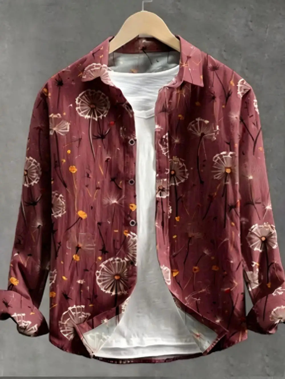 Chemise homme en lin motif pissenlit – CLEVI Paris