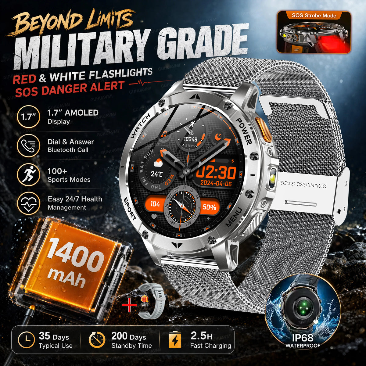 Montre AK112 AMOLED 1,7″ 1400 mAh – CLEVI Paris