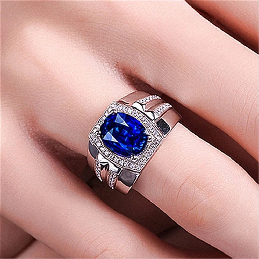Bague femme ajustable en zircon bleu – CLEVI Paris