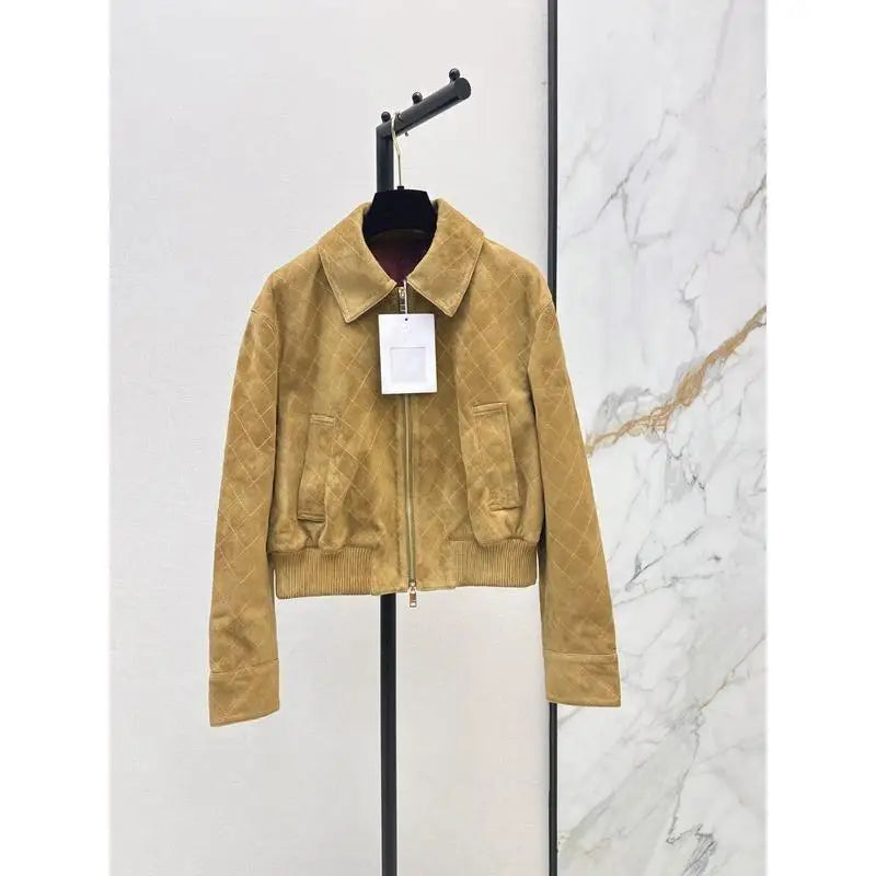 Veste femme effet suédé à motif losanges – CLEVI Paris
