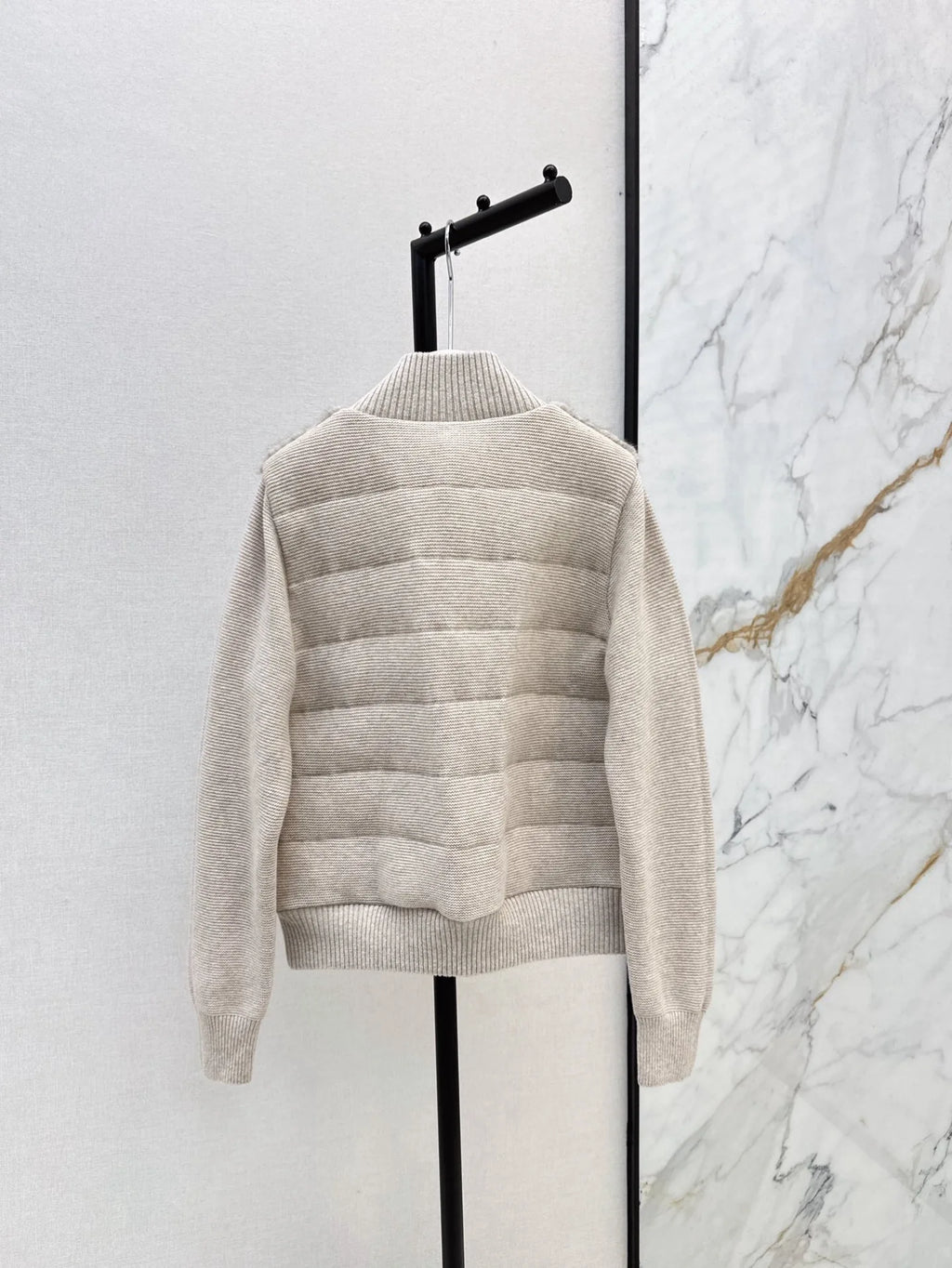 Veste femme laine et duvet à col montant – CLEVI Paris