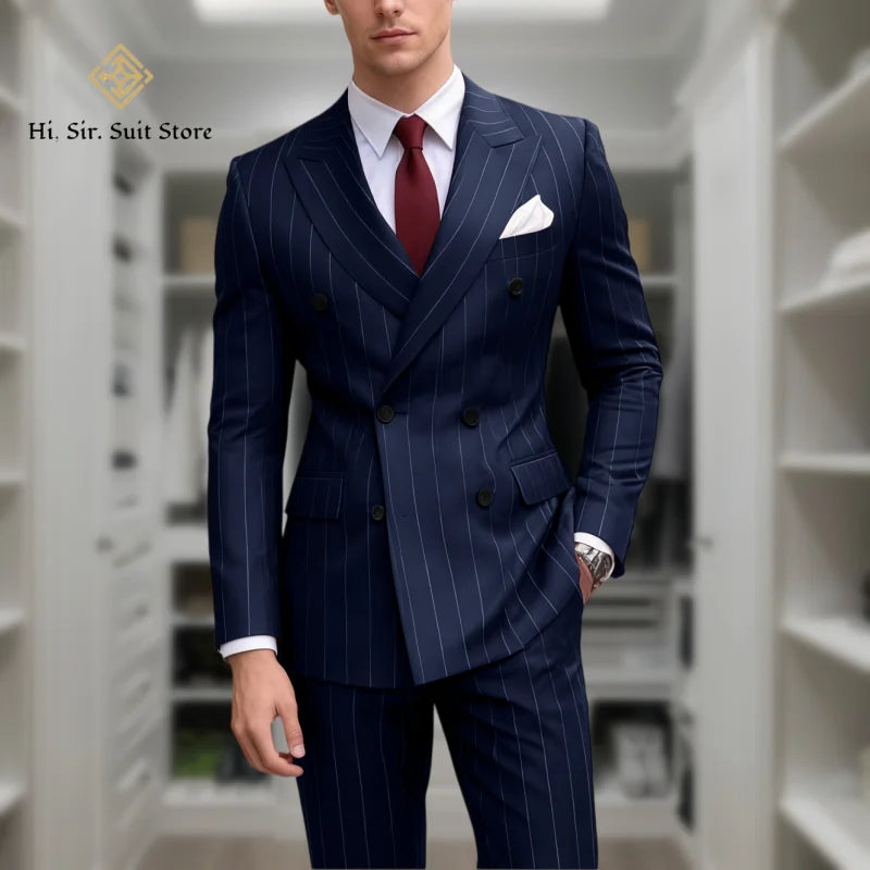 Costume homme bleu 2 pièces, double boutonnage – CLEVI Paris