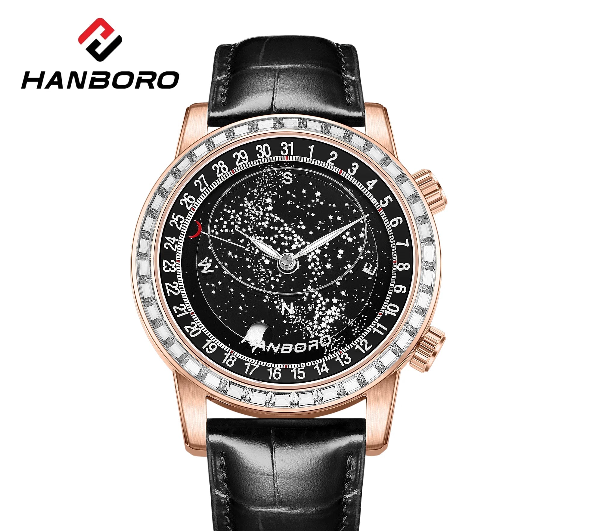 Montre Homme Automatique HANBORO Starry Sky – Étanche Lumineuse Acier Inoxydable – CLEVI Paris