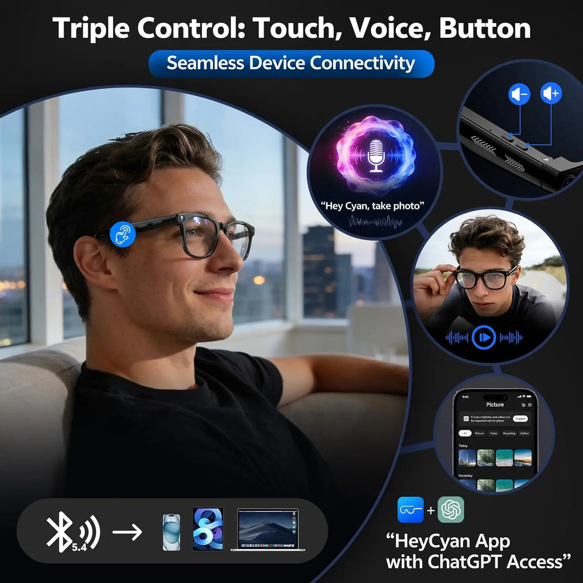 Lunettes connectées M02S caméra 8 MP – CLEVI Paris