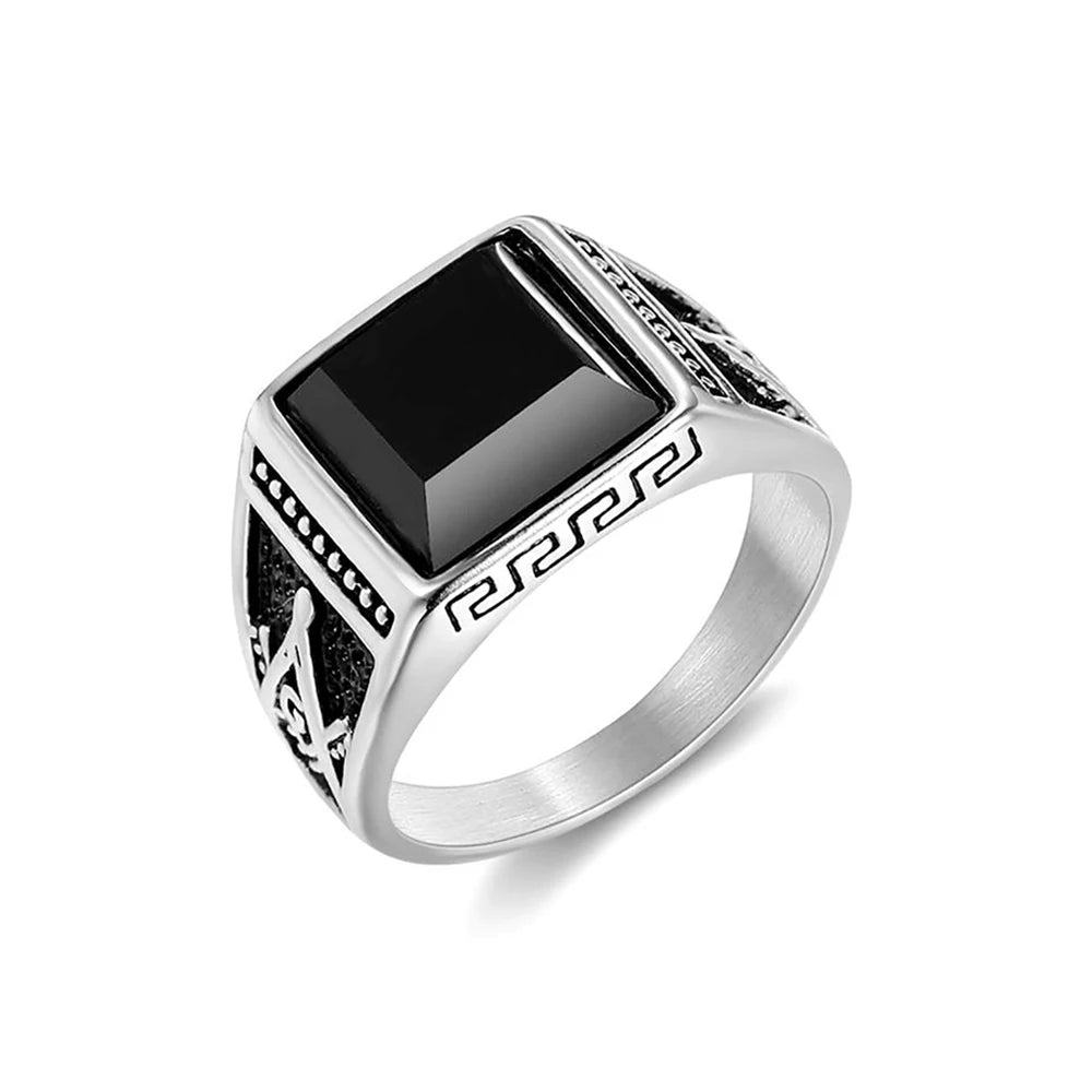 Bague noire en acier 316L, style gothique – CLEVI Paris