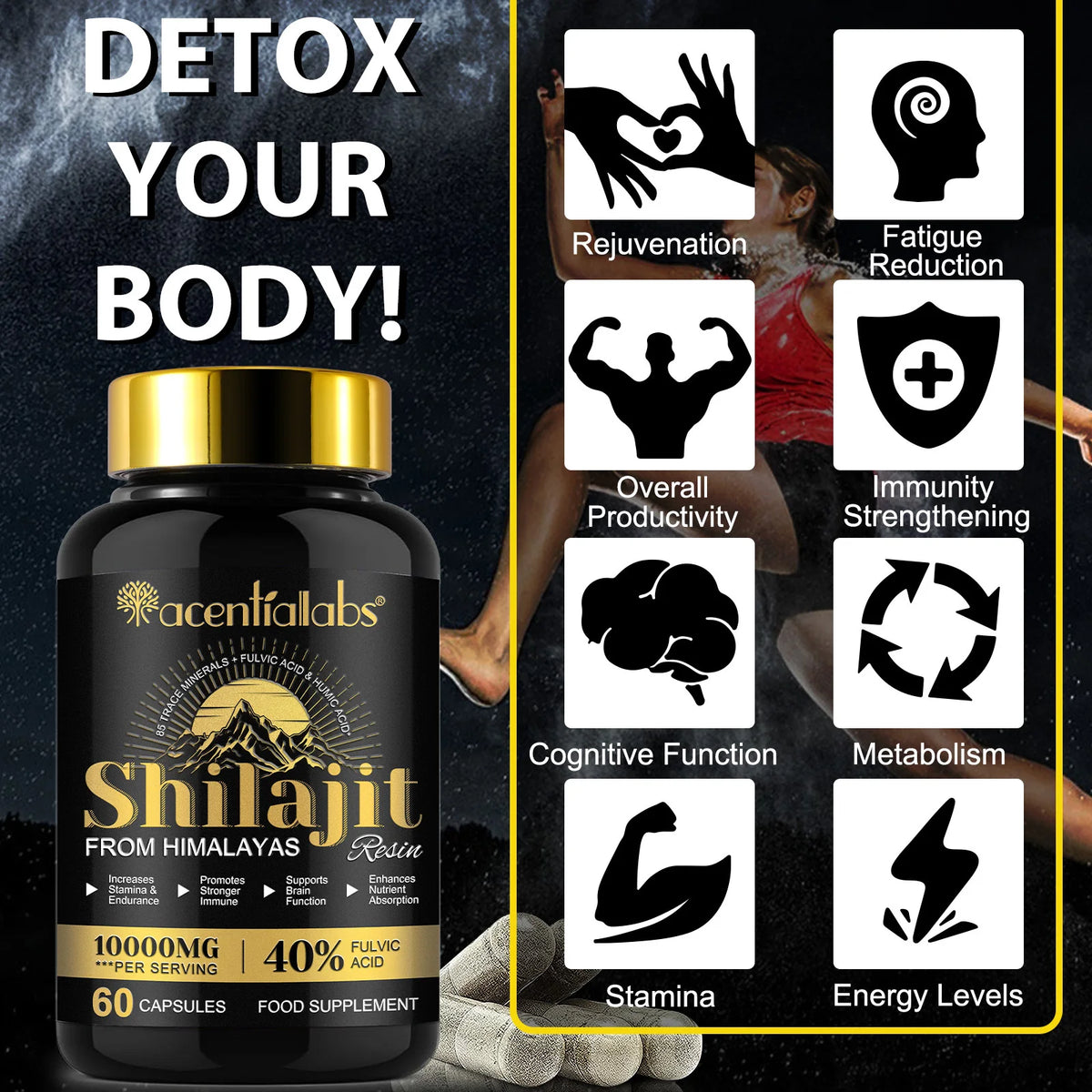 Shilajit en capsules, flacon de 60 – CLEVI Paris