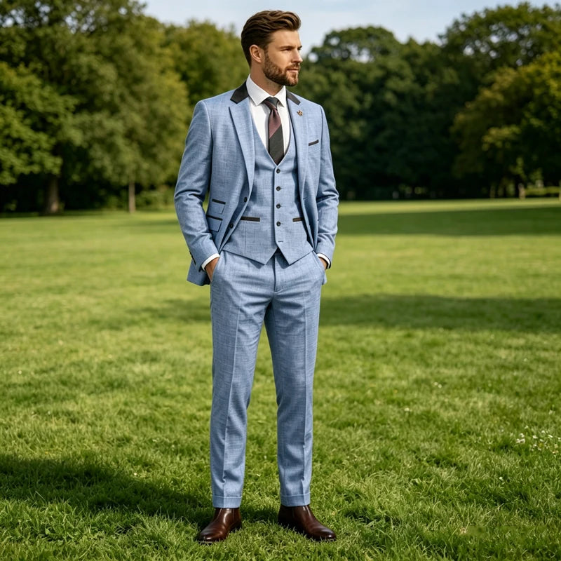 Costume homme 3 pièces en lin mélangé – CLEVI Paris