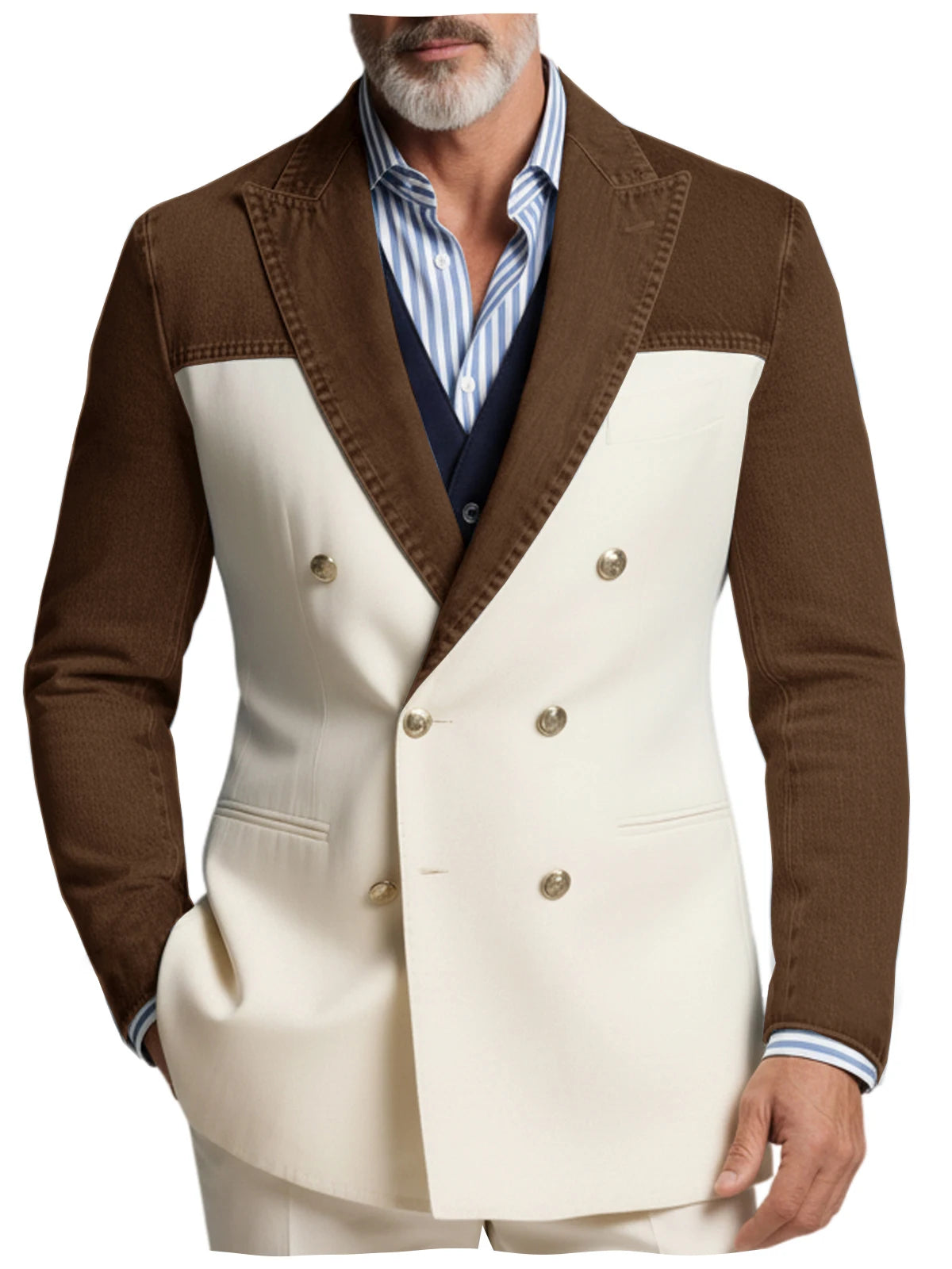 Blazer croisé manches denim homme – CLEVI Paris