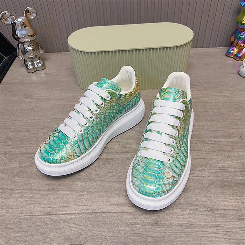 Sneakers basses homme vertes à plateforme – CLEVI Paris