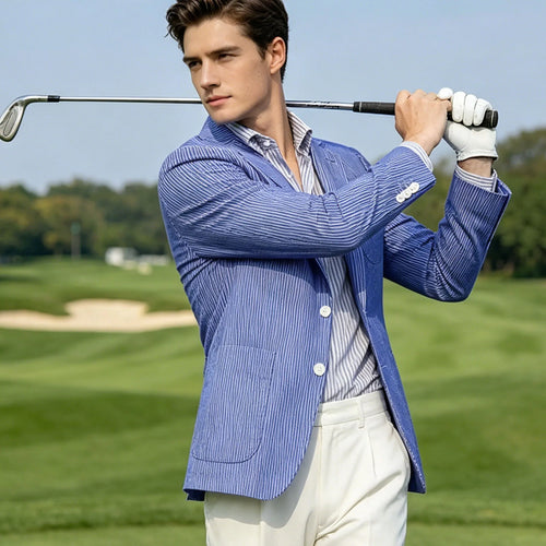 Blazer homme seersucker rayé – CLEVI Paris