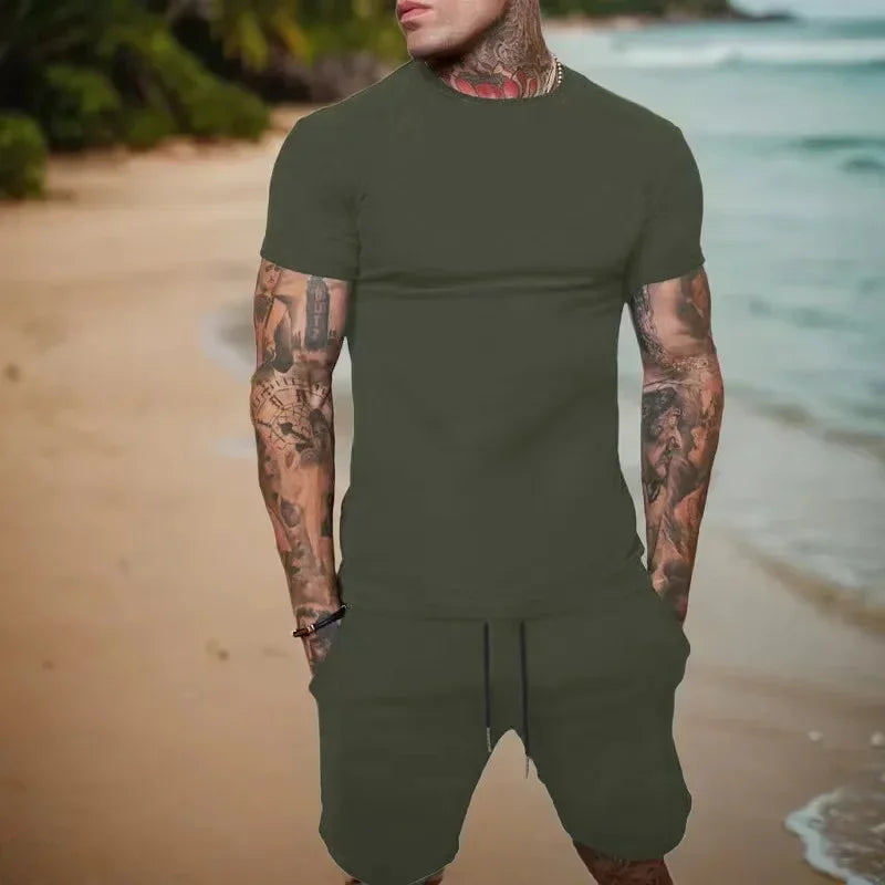 Ensemble homme t-shirt imprimé et short à cordon – CLEVI Paris