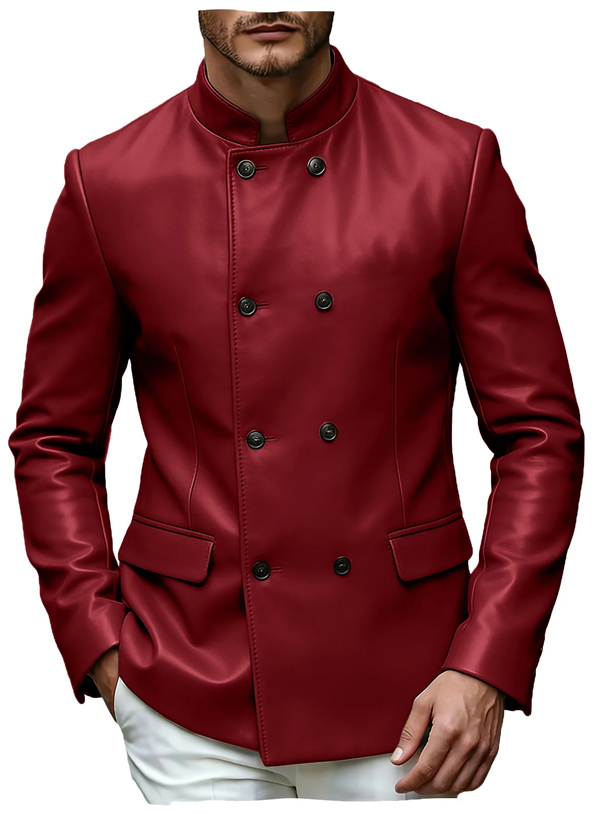 Blazer homme en similicuir, col montant – CLEVI Paris