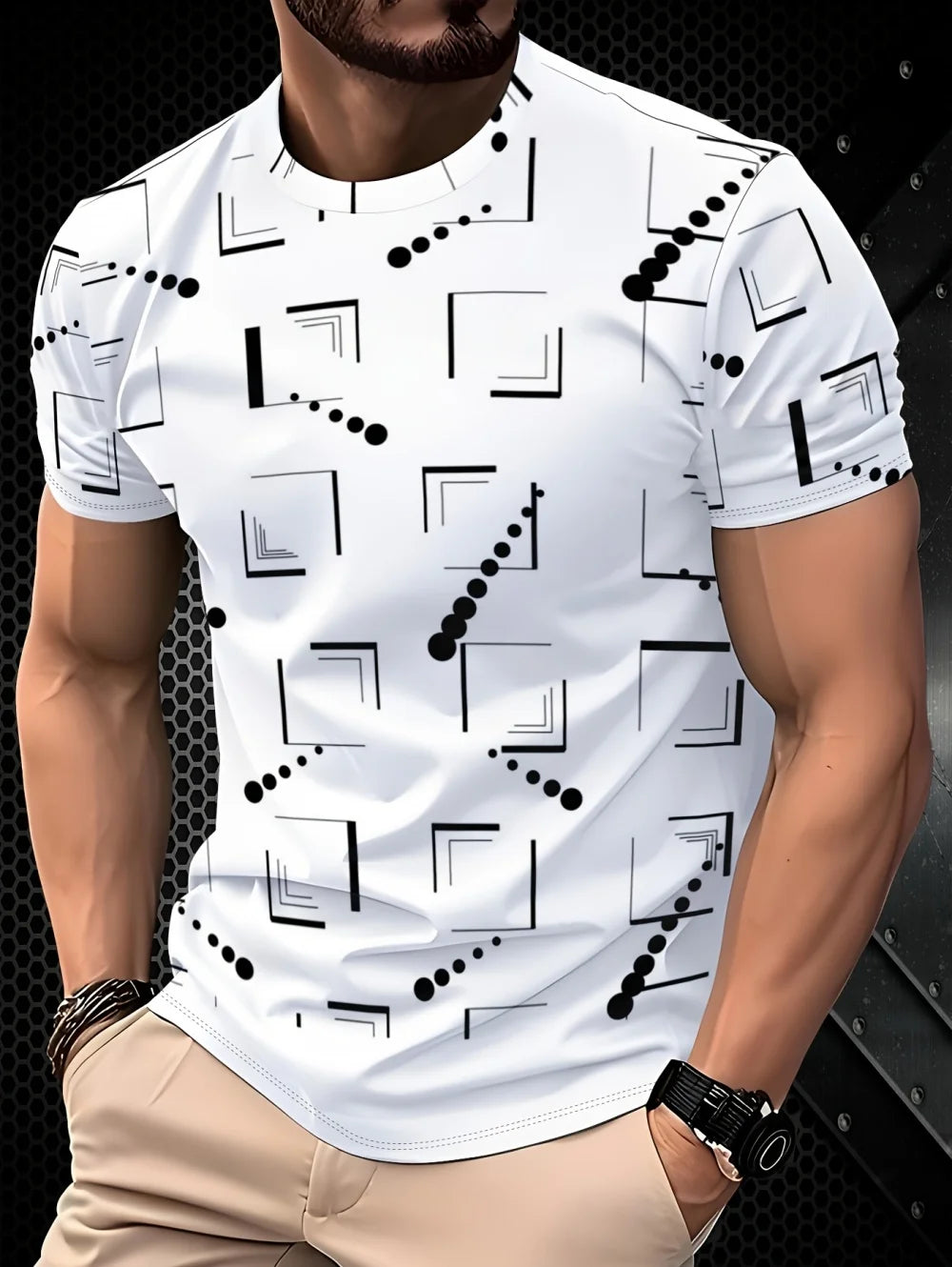 T-Shirt Homme Imprimé 3D Manches Courtes – Style Street Artistique – CLEVI Paris